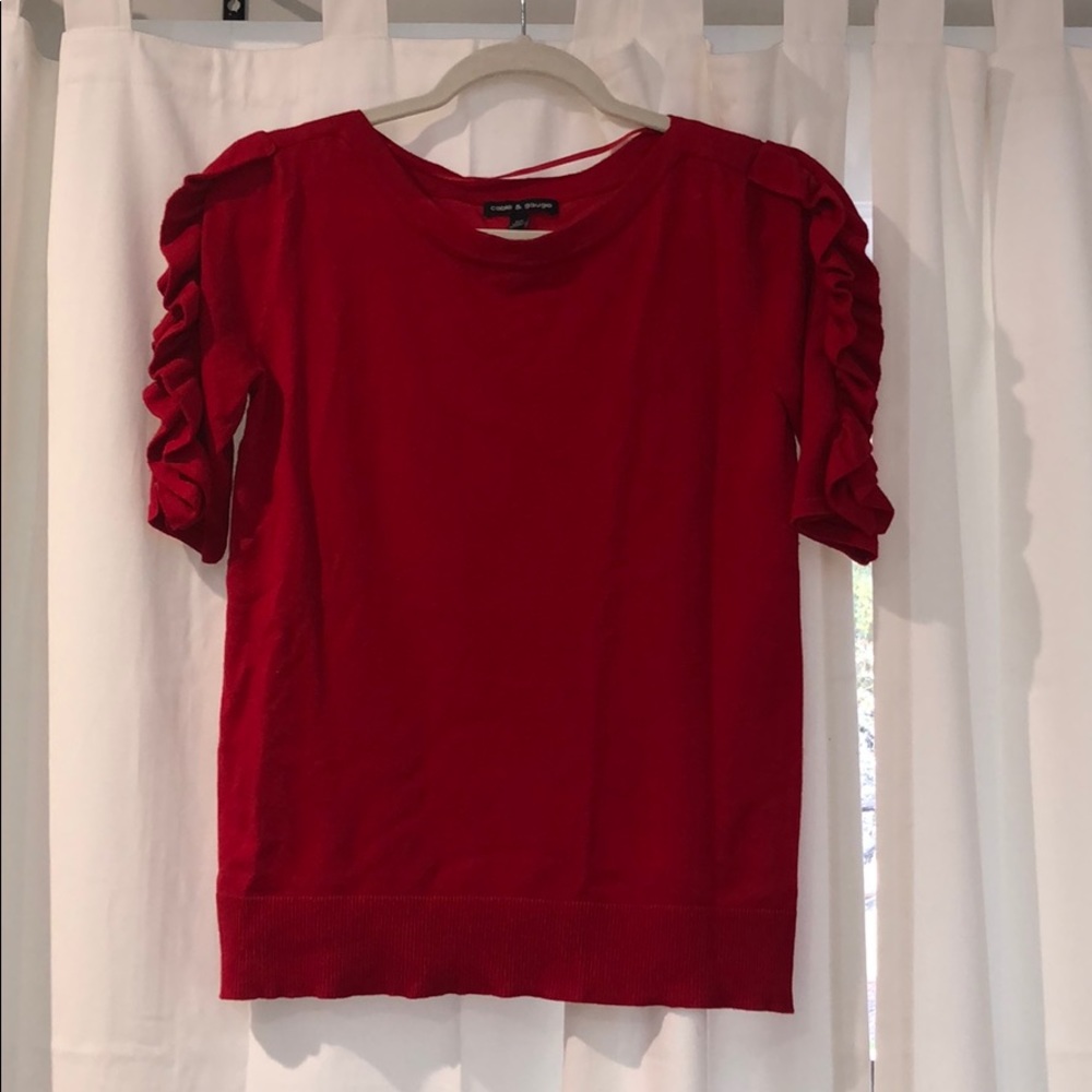 Red Quarter Sleeve Sweater Blouse